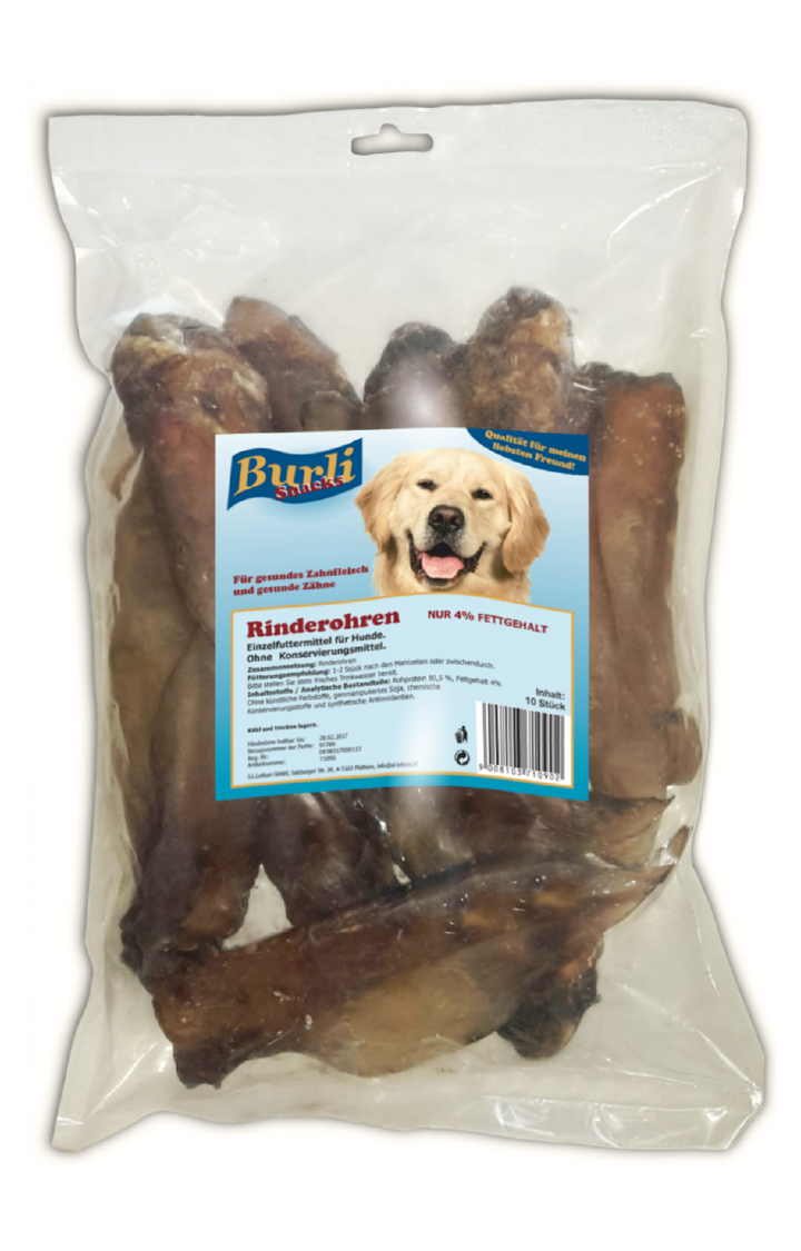 Hundeleckerli Rinderohren mit Muscheln